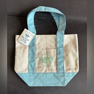 Trader Joe's LIMITED EDITION Mini Pastel BLUE Canvas Tote Bag 2026
